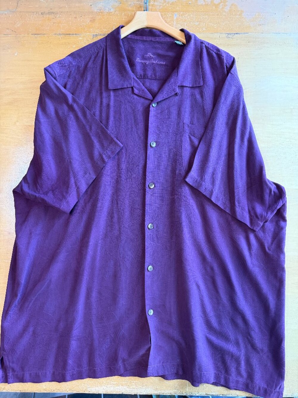 Tommy Bahama Short Sleeve Purple Patterned 100% Silk 4XLT